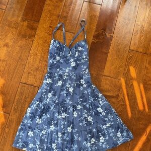 Hollister Blue and White Floral Dress